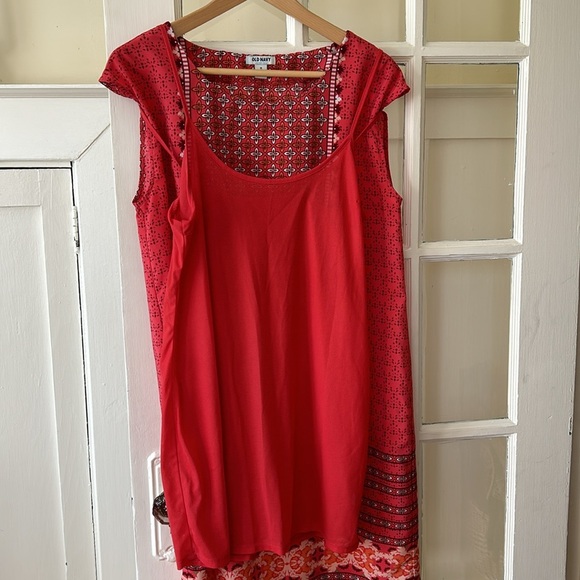 Old Navy shift dress with slip, so soft and silky, comfy, dark rosy salmon color - Picture 5 of 5